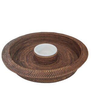 Williams-Sonoma Woven Chip & Dip Serving Tray With Ceramic Bowl
